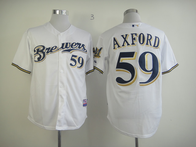 Men Milwaukee Brewers #59 Axford White MLB Jerseys->milwaukee brewers->MLB Jersey